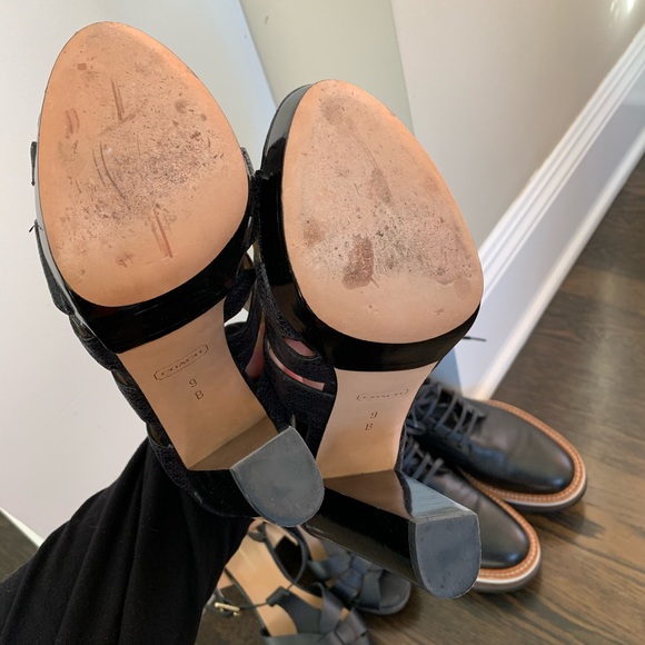 COACH || Metallic Snakeskin Lace Up Platform Heels - Picture 7 of 7